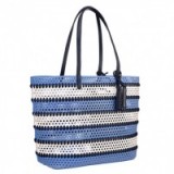 Loeffler Randall Perforated leather Beach Tote in periwinkle. Blue and white beach bags – holiday accessories – poolside chic