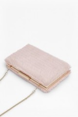 French Connection MEG STRIPY FUR CLUTCH blush – occasion bags – evening handbags – fluffy – pink accessories