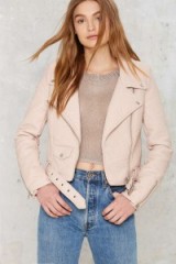 Nasty Gal Atomic Vegan Leather Jacket – blush tones – faux leather jackets – cruelty free – pale pink