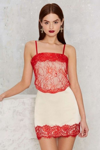 Nasty Gal Sleep When You’re Dead Lace Dress – red lace – cami dresses – lingerie style fashion – party clothing – going out glamour – evening wear - flipped