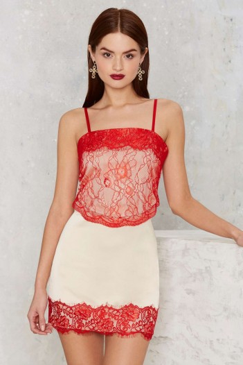 Nasty Gal Sleep When You’re Dead Lace Dress – red lace – cami dresses – lingerie style fashion – party clothing – going out glamour – evening wear