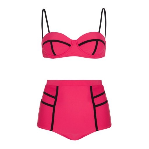 Pistol Panties Pink Simone Bikini – vintage style beachwear – retro swimwear – high-waisted bikini bottoms – bikinis - flipped