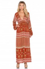 RAGA – THE REMINGTON PLUNGE MAXI DRESS in rust. Plunge front | long plunging neckline dresses | summer style fashion