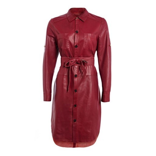 Richards Radcliffe Pink Islington Leather Shirtdress – shirtdresses – designer fashion - flipped