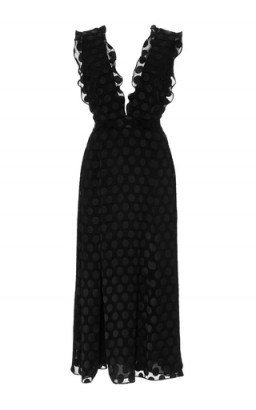 CUSHNIE ET OCHS Satin Dot V-Neck Dress – Little Black Dress – chic lbd – designer dresses – occasion wear – party style fashion – - flipped