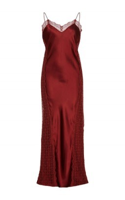 TANYA TAYLOR Satin Lucille Slip Dress – long burgundy dresses – lingerie inspired gowns – slinky fabrics – evening wear – occasion clothing – party style - flipped