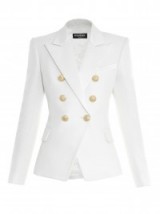 Six-button double-breasted woven blazer ~ blazers ~ jackets ~ Balmain ~ white