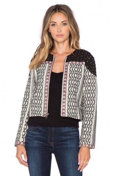 TULAROSA- BOOKER STUDDED JACKET – as worn by model Alessandra Ambrosio out and about in Los Angeles, 19 March 2016. Celebrity | style | fashion | short jackets | models - flipped