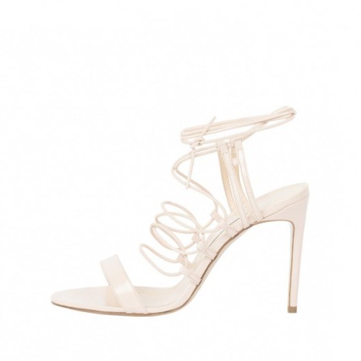 Bionda Castana – Viola Blush Calf Leather Strappy Sandal. Ankle wrap shoes – high heels – party shoes - flipped