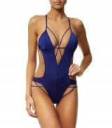 Agent Provocateur Fiorella Swimsuit ~ blue swimsuits ~ poolside chic ~ beach glamour ~ cut out swimwear ~ plunge front ~ holiday accessories ~ glamorous beachwear
