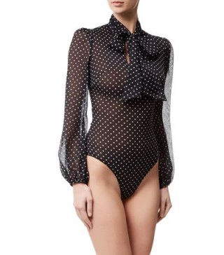 Agent Provocateur Pennie Body ~ polka dots ~ luxury bodies ~ pussy bow ~ polka dot bodysuits ~ chic tops ~ blouses