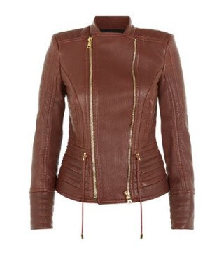 Balmain Brown Leather Biker Jacket ~ designer jackets ~ luxury fashion ~ luxe clothing
