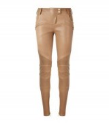 Balmain Leather Skinny Biker Trousers ~ designer fashion ~ camel colour ~ luxe pants