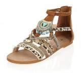 River Island Brown embellished leopard print sandals. Animal prints – summer sandal – flat holiday shoes