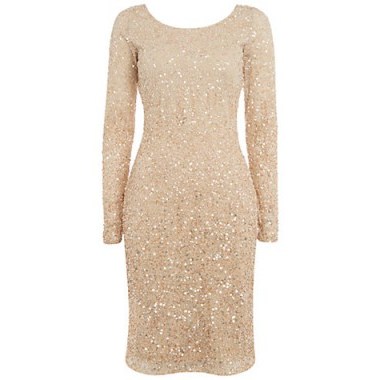 Celebrity style occasion dresses…Raishma Sequin Dress in Gold – as worn by presenter Kate Garraway, April 2016. - flipped