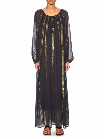 MES DEMOISELLES Byzantine striped cotton-gauze dress ~ luxe poolside cover ups ~ black & gold ~ luxury style beachwear ~ holiday fashion ~ chic beach clothing ~ summer dresses - flipped