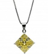 CARAT Princess 1ct canary yellow pendant. Small pendants | simulant diamonds | necklaces | jewellery