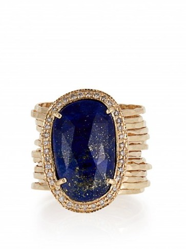 JACQUIE AICHE Diamond, lapis & yellow-gold ring ~ a touch of luxe ~ luxury jewellery ~ blue stone rings ~ pave diamonds ~ statement accessories - flipped