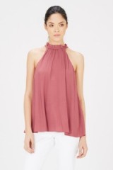 WAREHOUSE FRILL NECK HALTER – pink halterneck tops – sleeveless blouses