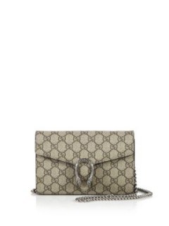 Gucci Dionysus Coated Canvas Chain-Strap Wallet shoulder bag – as worn by Kendall Jenner at the Coachella festival, California, 16 April 2016. Celebrity fashion | star style | what celebrities wear / carry | designer bags | luxury handbags - flipped