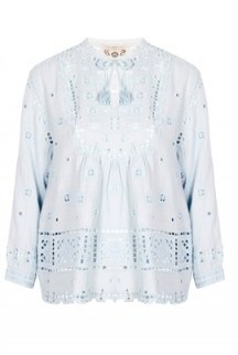 Sea NY Embroidered Peasant Top Baby Blue. Summer tops | pretty blouses | fashion - flipped