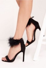 Missguided feather ankle strap barely there black – high heels – party shoes – going out glamour – evening sandals – stiletto heel