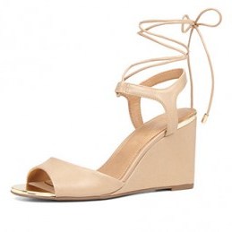 ALDO Frizzell wedge sandal in bone. Ankle ties | ankle strap wedges | summer wedge shoes | sandals - flipped