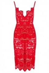 For Love and Lemons Gianna Dress in Hot Red. Plunge front | plunging lace dresses | occasion fashion | low cut necklines