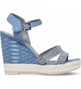 GINA Tati swarovski crystal-embellished snakeskin wedge sandals. Designer wedges | summer shoes | blue sandal | holiday accessories | high heels