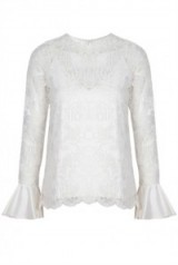 Alexis Ine Long Sleeve Blouse in White. Lace blouses | sequined tops