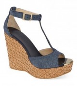 JIMMY CHOO Pela denim wedge sandals light indigo. Summer shoes | platform wedges | designer high heels