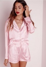 Missguided pyjamas – long night shirt striped pyjama set pink
