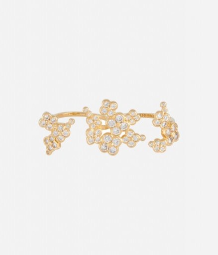 HENRI BENDEL – GOLD TONE LUXE PETAL CLUSTER RING. Cubic Zirconia jewelry | costume jewellery | fashion rings - flipped