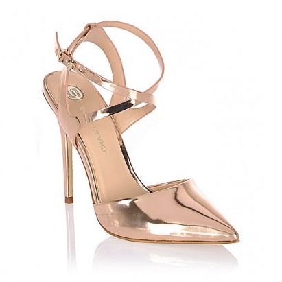 River Island metallic gold pointed court heels. Luxe style high heels – party shoes – pointy pumps – evening footwear - flipped