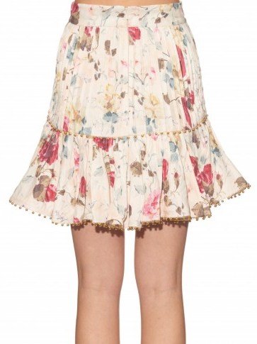ZIMMERMANN Mischief floral-print pleated linen skirt ~ luxe skirts ~ summer ~ designer fashion ~ luxury ~ prints ~ holiday - flipped