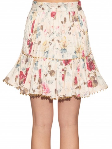 ZIMMERMANN Mischief floral-print pleated linen skirt ~ luxe skirts ~ summer ~ designer fashion ~ luxury ~ prints ~ holiday