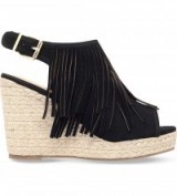 MISS KG Peyton black suedette wedge sandals. Summer wedges | fringed shoes | fringe embellished | holiday sandal | high heels