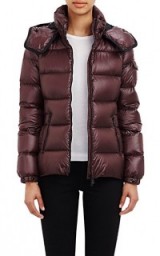 Celebrity street style puffer jackets…MONCLER Berre Quilted Jacket in burgundy – as worn by Olivia Palermo out in New York, 27 March 2016.