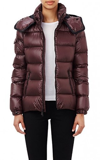 Celebrity street style puffer jackets…MONCLER Berre Quilted Jacket in burgundy – as worn by Olivia Palermo out in New York, 27 March 2016. - flipped