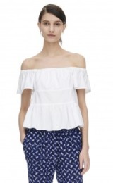 Rebecca Taylor off the shoulder poplin top. Pretty white tops | bardot style | summer fashion | casual chic blouses