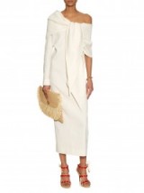 ISA ARFEN One-sleeved linen-blend dress in cream ~ luxe looks ~ luxury fashion ~ occasion dresses ~ designer clothing ~ chic style