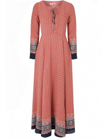 Worn by the Duchess of Cambridge on tour in India GLAMOROUS red navy boarder print lace up maxi dress ~ long printed dresses ~ elegant fashion ~ Kate Middleton style