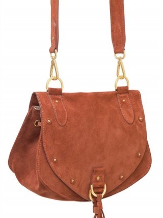 SEE BY CHLOÉ DARK BROWN SUEDE SHOULDER BAG – designer handbags – luxury bags – casual chic accessories - flipped