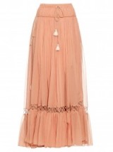 CHLOÉ Silk-crepon drawstring maxi skirt ~ boho ~ long skirts ~ luxe fashion ~ luxury ~ summer ~ holiday clothing ~ dusty pink