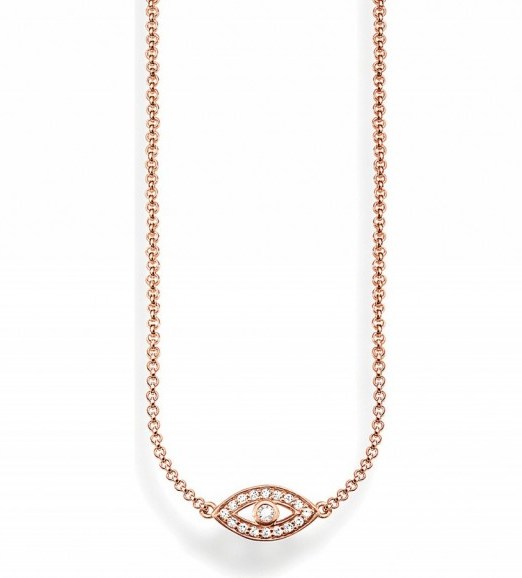 THOMAS SABO Fatima’s garden nazar’s eye in 18ct rose-gold plated sterling silver. Zirconia necklaces | jewellery - flipped