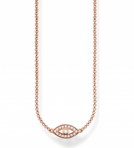 THOMAS SABO Fatima’s garden nazar’s eye in 18ct rose-gold plated sterling silver. Zirconia necklaces | jewellery