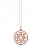 THOMAS SABO Purity of lotos 18ct rose gold-plated necklace. Round pendants | disc shape jewellery | rose quartz necklaces