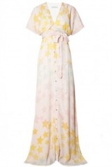 Mara Hoffman Tie Front Maxi Dress. Plunge front | long dresses | deep V neckline | plunging necklines | star prints