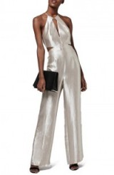 Topshop – Cutout Metallic Jumpsuit in silver. Plunge front | occasion jumpsuits | deep V necklines | evening wear | party fashion