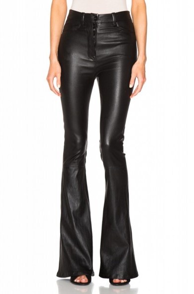 UNRAVEL HIGH WAISTED FLARE PANTS in black. Leather fashion | flared trousers | flares - flipped